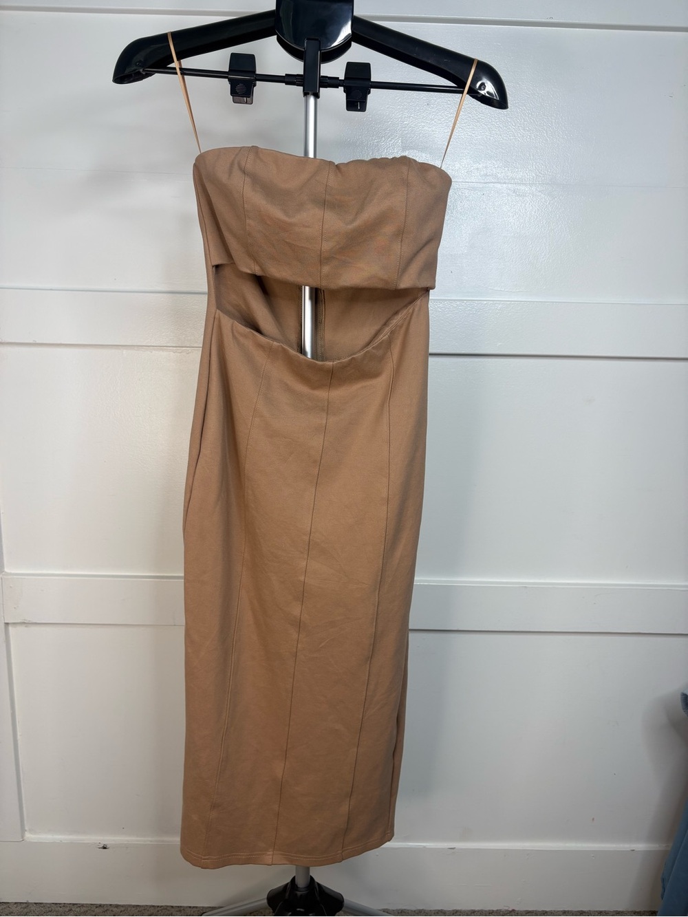 Princess Polly Strapless Cutout Midi Dress in Camel